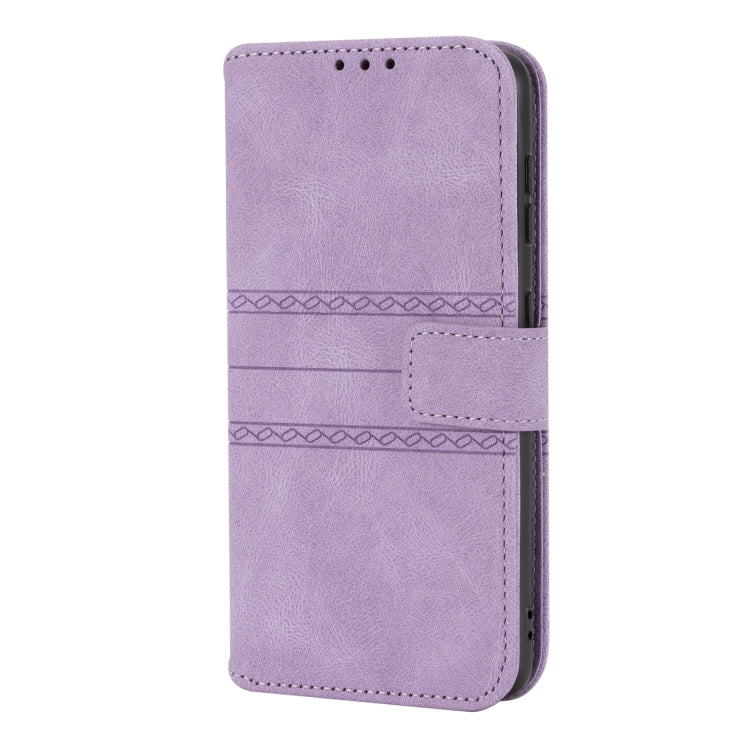 For Samaung Galaxy S22 5G Embossed Striped Magnetic Buckle PU + TPU Horizontal Flip Phone Leather Case