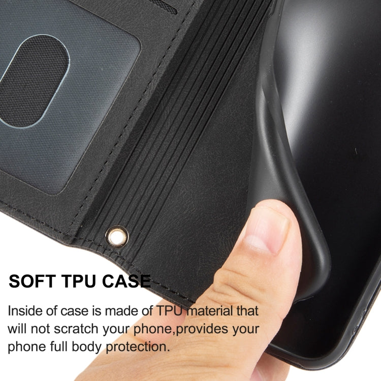 For Samaung Galaxy S22 5G Embossed Striped Magnetic Buckle PU + TPU Horizontal Flip Phone Leather Case