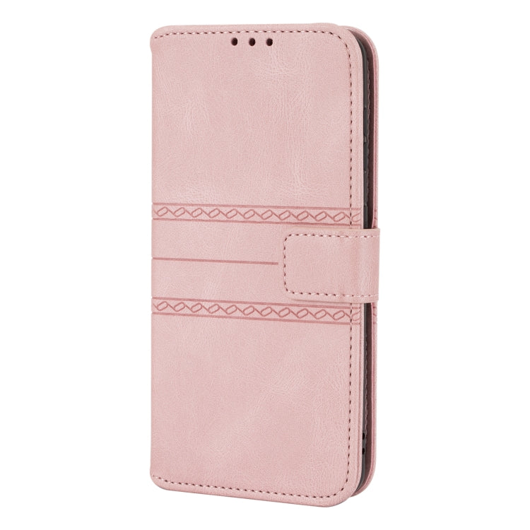 For Samaung Galaxy S22+ 5G Embossed Striped Magnetic Buckle PU + TPU Horizontal Flip Phone Leather Case