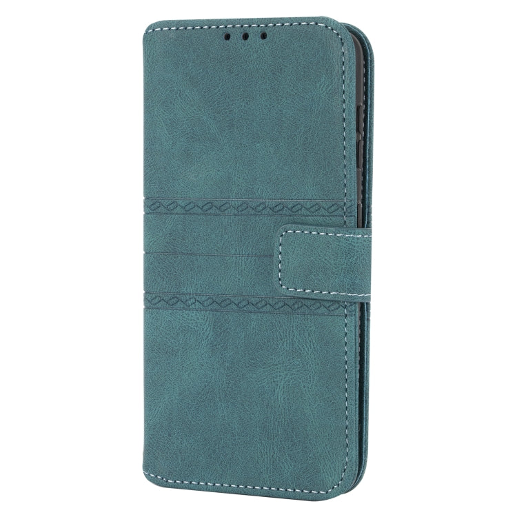 For Samaung Galaxy S22+ 5G Embossed Striped Magnetic Buckle PU + TPU Horizontal Flip Phone Leather Case