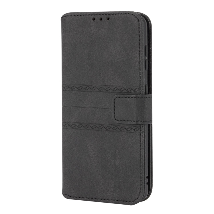 For Samaung Galaxy S22+ 5G Embossed Striped Magnetic Buckle PU + TPU Horizontal Flip Phone Leather Case