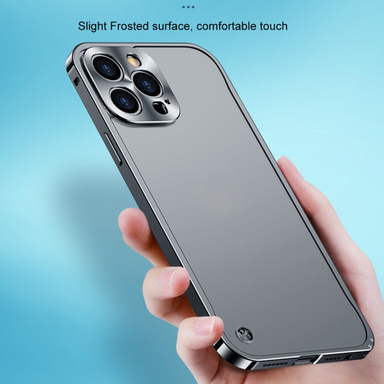 For iPhone 13 mini Metal Frame Frosted PC Shockproof Phone Case