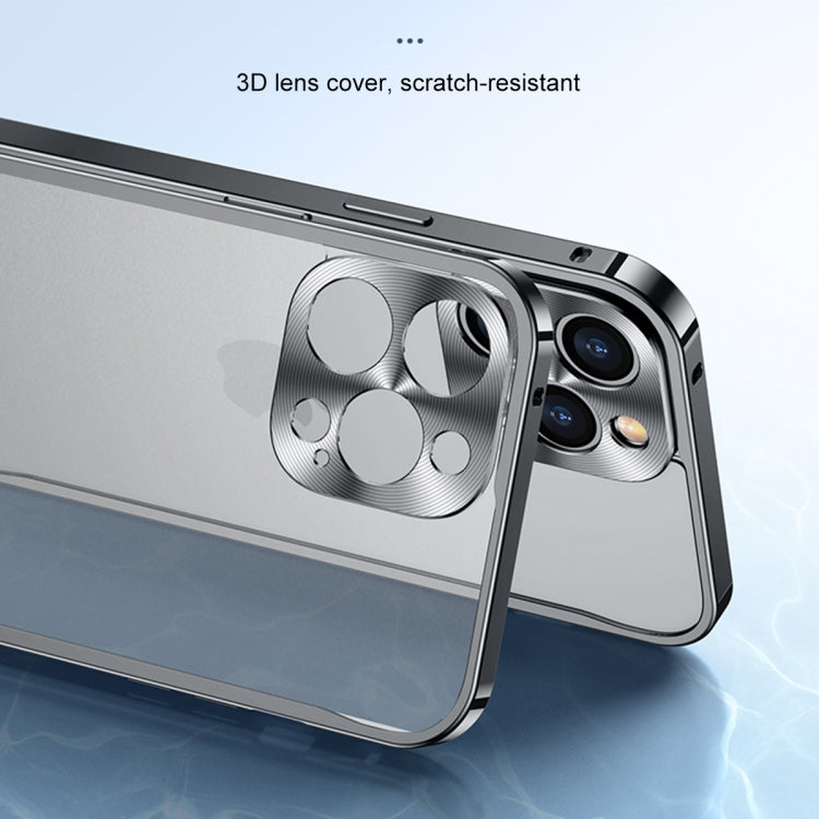 For iPhone 12 Pro Max Metal Frame Frosted PC Shockproof Phone Case