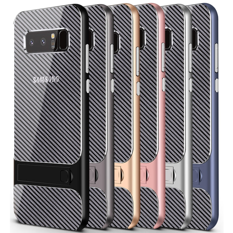 For Galaxy Note8 Carbon Fibre Texture TPU + PC Case with Holder