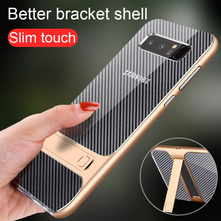 For Galaxy Note8 Carbon Fibre Texture TPU + PC Case with Holder