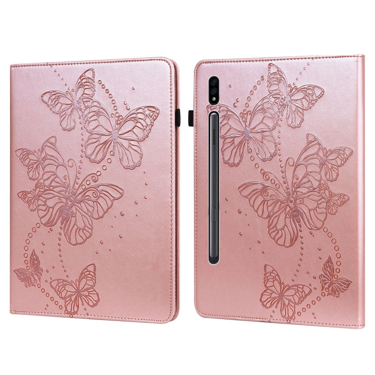 For Samsung Galaxy Tab S8 / Galaxy Tab S7 T870/T875/T876B Embossed Butterfly Pattern Horizontal Flip Leather Tablet Case