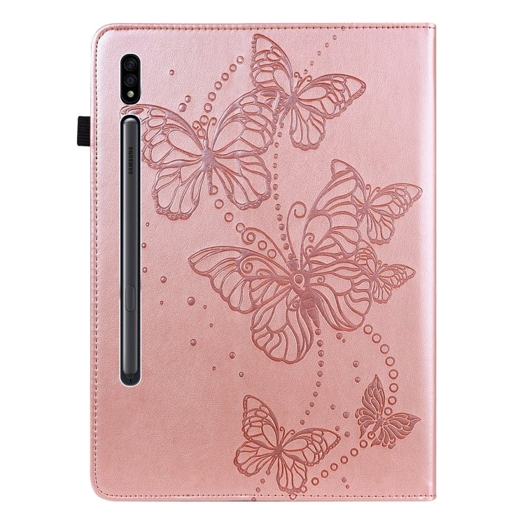 For Samsung Galaxy Tab S8 / Galaxy Tab S7 T870/T875/T876B Embossed Butterfly Pattern Horizontal Flip Leather Tablet Case