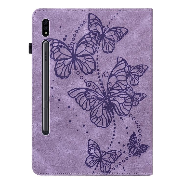 For Samsung Galaxy Tab S8 / Galaxy Tab S7 T870/T875/T876B Embossed Butterfly Pattern Horizontal Flip Leather Tablet Case