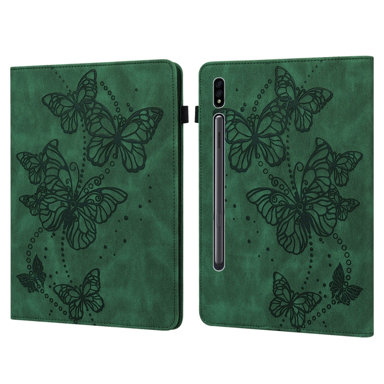 For Samsung Galaxy Tab S8 / Galaxy Tab S7 T870/T875/T876B Embossed Butterfly Pattern Horizontal Flip Leather Tablet Case