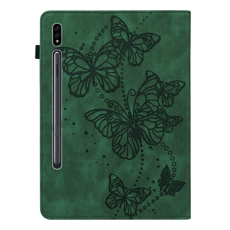 For Samsung Galaxy Tab S8 / Galaxy Tab S7 T870/T875/T876B Embossed Butterfly Pattern Horizontal Flip Leather Tablet Case