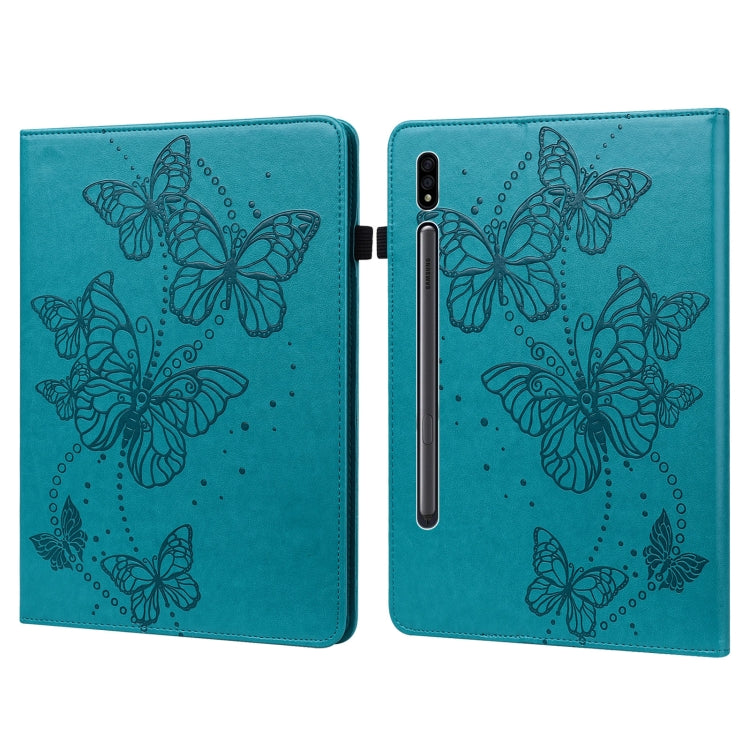 For Samsung Galaxy Tab S8 / Galaxy Tab S7 T870/T875/T876B Embossed Butterfly Pattern Horizontal Flip Leather Tablet Case