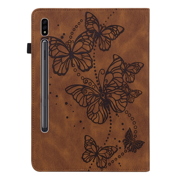 For Samsung Galaxy Tab S8 / Galaxy Tab S7 T870/T875/T876B Embossed Butterfly Pattern Horizontal Flip Leather Tablet Case