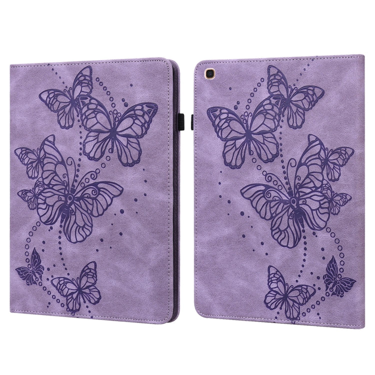 For Samsung Galaxy Tab A 10.1 (2019) T510 Embossed Butterfly Pattern Horizontal Flip Leather Tablet Case
