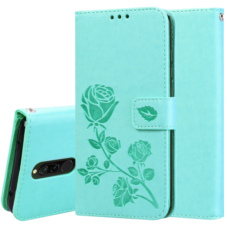 For Xiaomi Redmi 8 Rose Embossed Horizontal Flip PU Leather Case, with Holder & Card Slots & Wallet