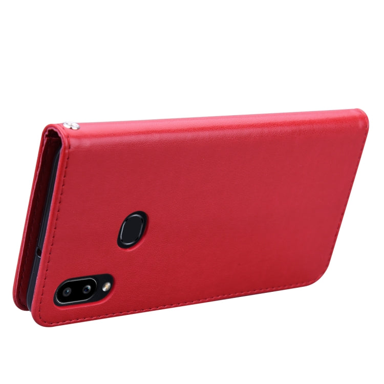 For Galaxy A10s Rose Embossed Horizontal Flip PU Leather Case, with Holder & Card Slots & Wallet