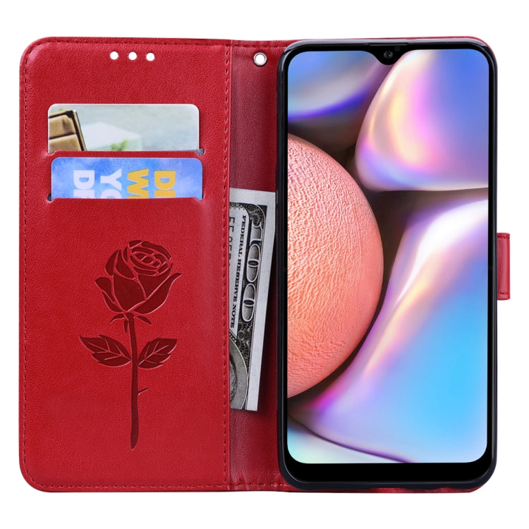 For Galaxy A10s Rose Embossed Horizontal Flip PU Leather Case, with Holder & Card Slots & Wallet