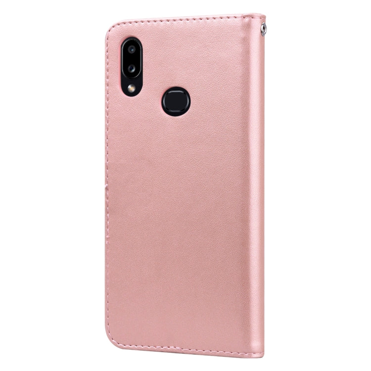 For Galaxy A10s Rose Embossed Horizontal Flip PU Leather Case, with Holder & Card Slots & Wallet