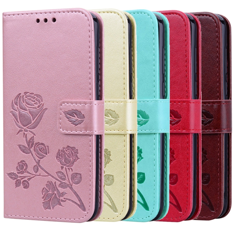 For Galaxy A10s Rose Embossed Horizontal Flip PU Leather Case, with Holder & Card Slots & Wallet