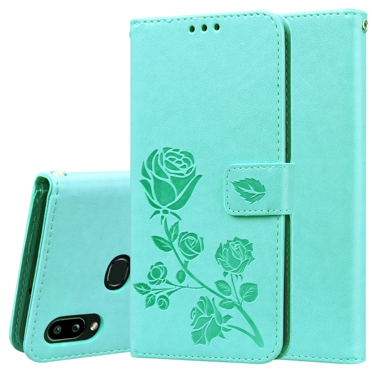 For Galaxy A10s Rose Embossed Horizontal Flip PU Leather Case, with Holder & Card Slots & Wallet