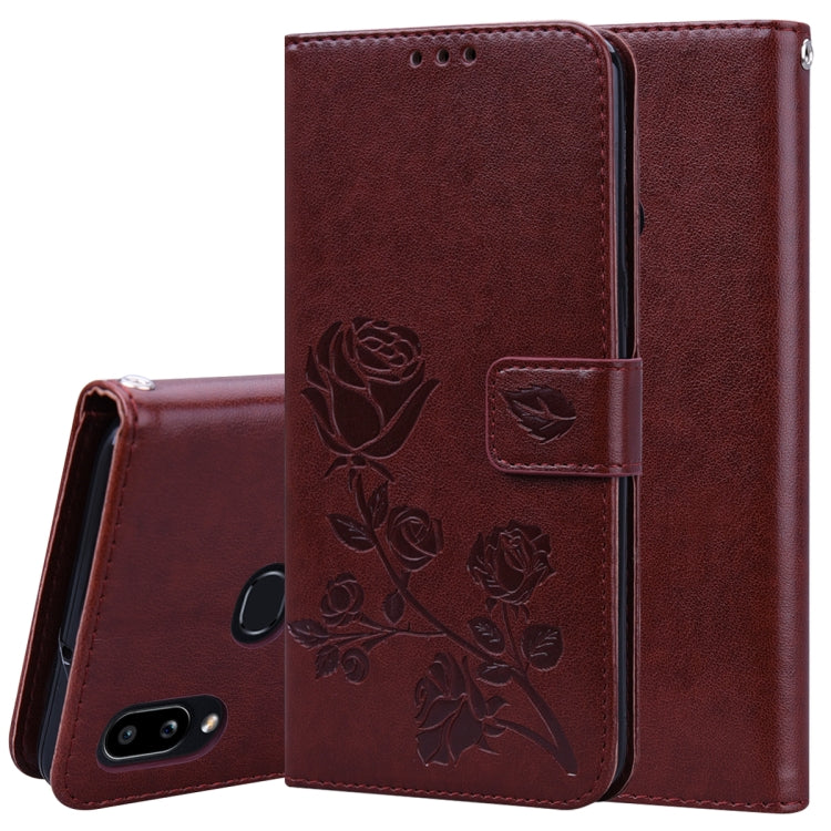 For Galaxy A10s Rose Embossed Horizontal Flip PU Leather Case, with Holder & Card Slots & Wallet
