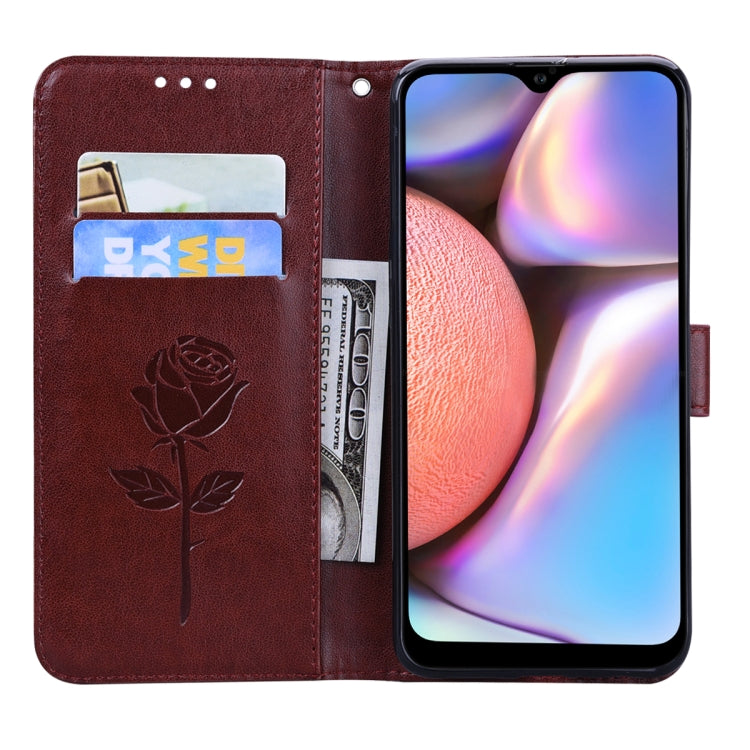 For Galaxy A10s Rose Embossed Horizontal Flip PU Leather Case, with Holder & Card Slots & Wallet