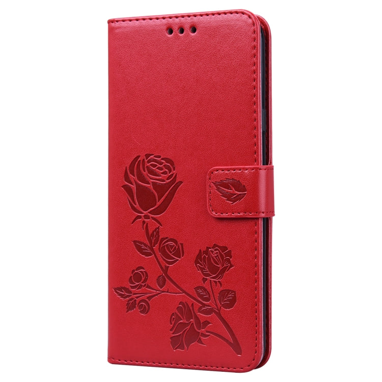 For Galaxy A20s Rose Embossed Horizontal Flip PU Leather Case, with Holder & Card Slots & Wallet
