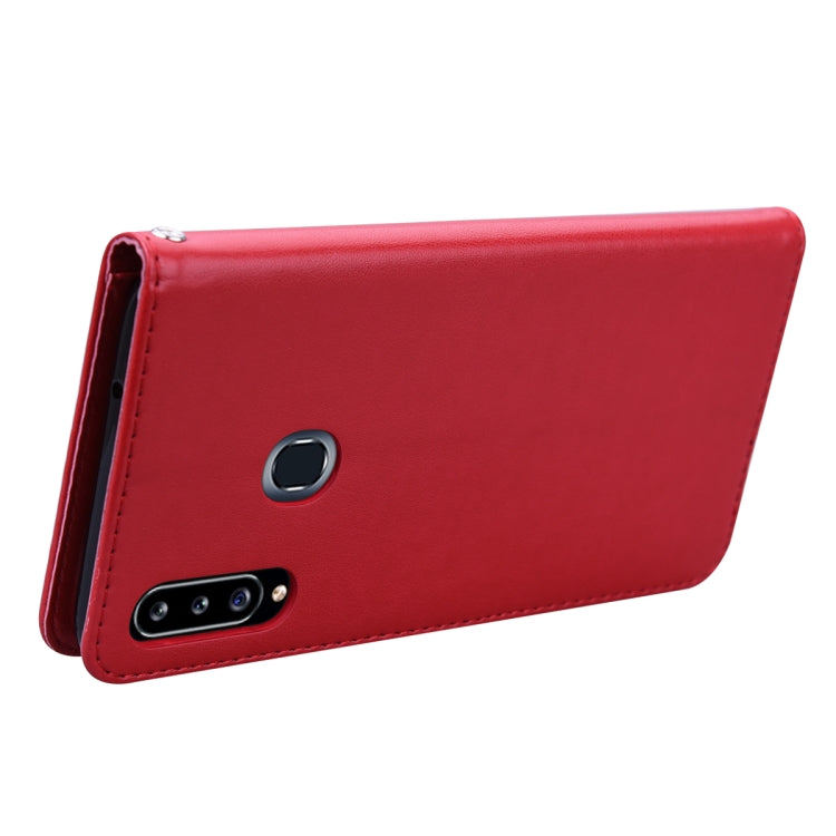 For Galaxy A20s Rose Embossed Horizontal Flip PU Leather Case, with Holder & Card Slots & Wallet