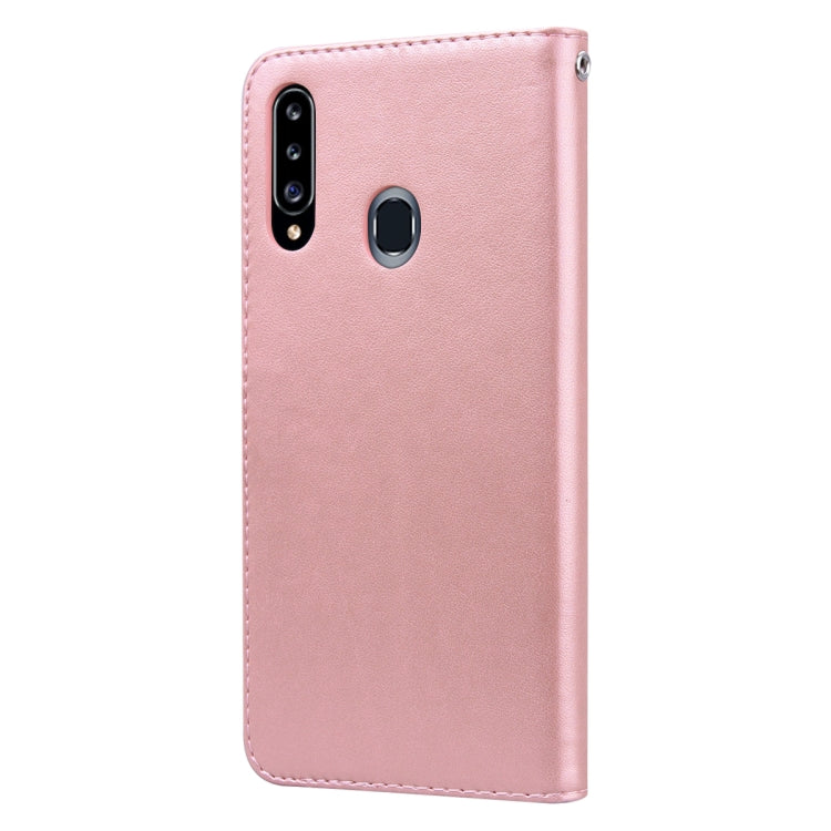 For Galaxy A20s Rose Embossed Horizontal Flip PU Leather Case, with Holder & Card Slots & Wallet