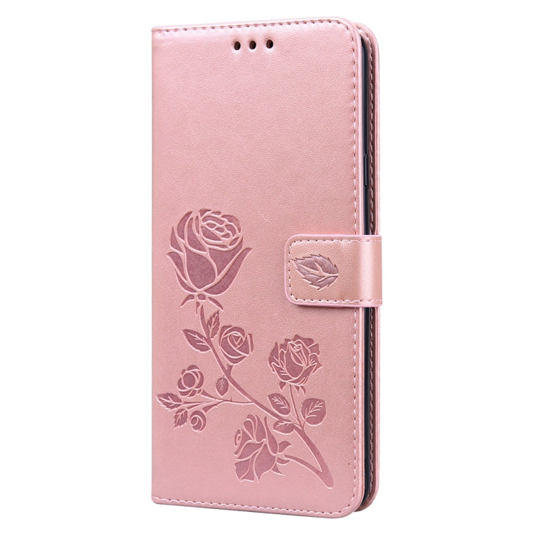 For Galaxy A20s Rose Embossed Horizontal Flip PU Leather Case, with Holder & Card Slots & Wallet