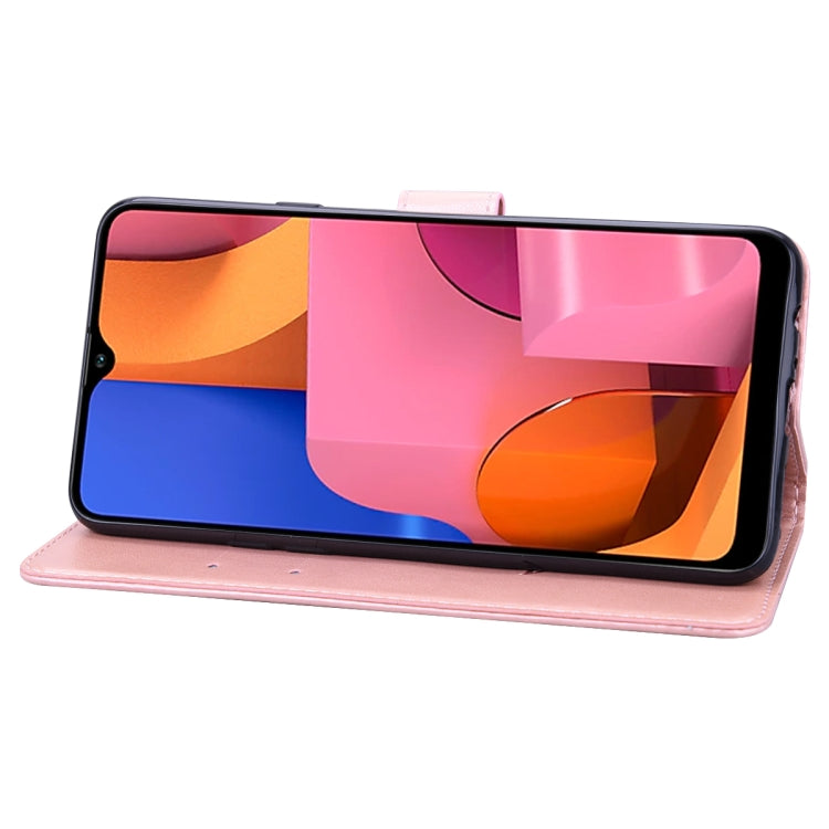 For Galaxy A20s Rose Embossed Horizontal Flip PU Leather Case, with Holder & Card Slots & Wallet