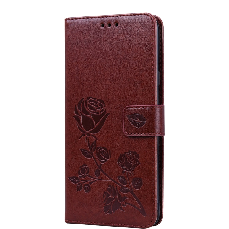 For Galaxy A20s Rose Embossed Horizontal Flip PU Leather Case, with Holder & Card Slots & Wallet