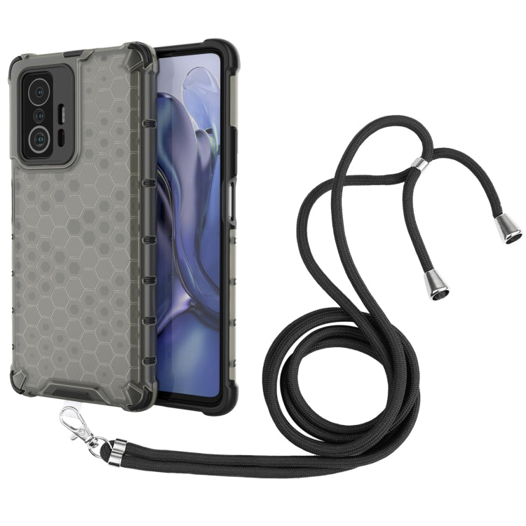 For Xiaomi Mi 11T / 11T Pro Shockproof Honeycomb PC + TPU Case with Neck Lanyard