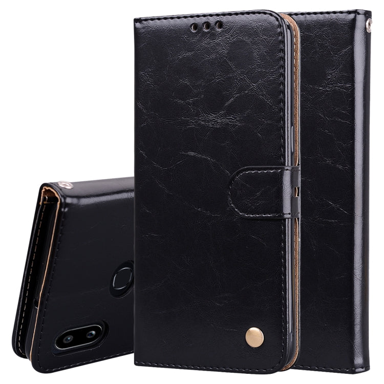 For Galaxy A10s Business Style Oil Wax Texture Horizontal Flip Leather Case, with Holder & Card Slots & Wallet