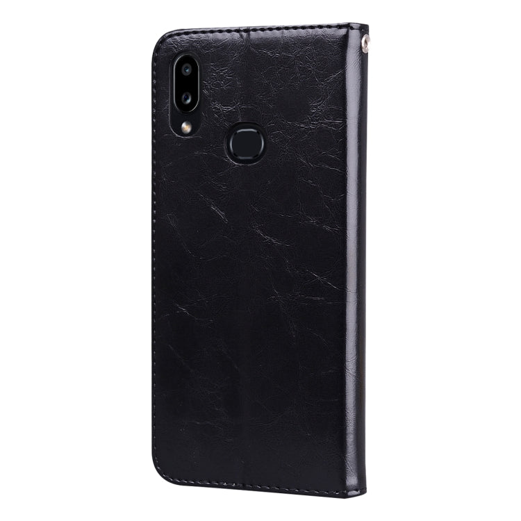 For Galaxy A10s Business Style Oil Wax Texture Horizontal Flip Leather Case, with Holder & Card Slots & Wallet