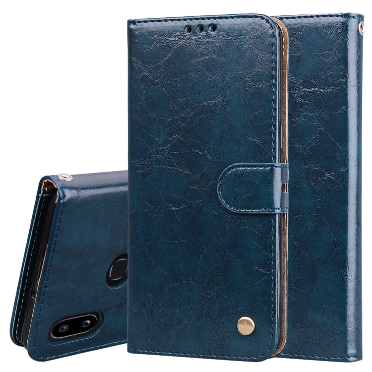 For Galaxy A10s Business Style Oil Wax Texture Horizontal Flip Leather Case, with Holder & Card Slots & Wallet