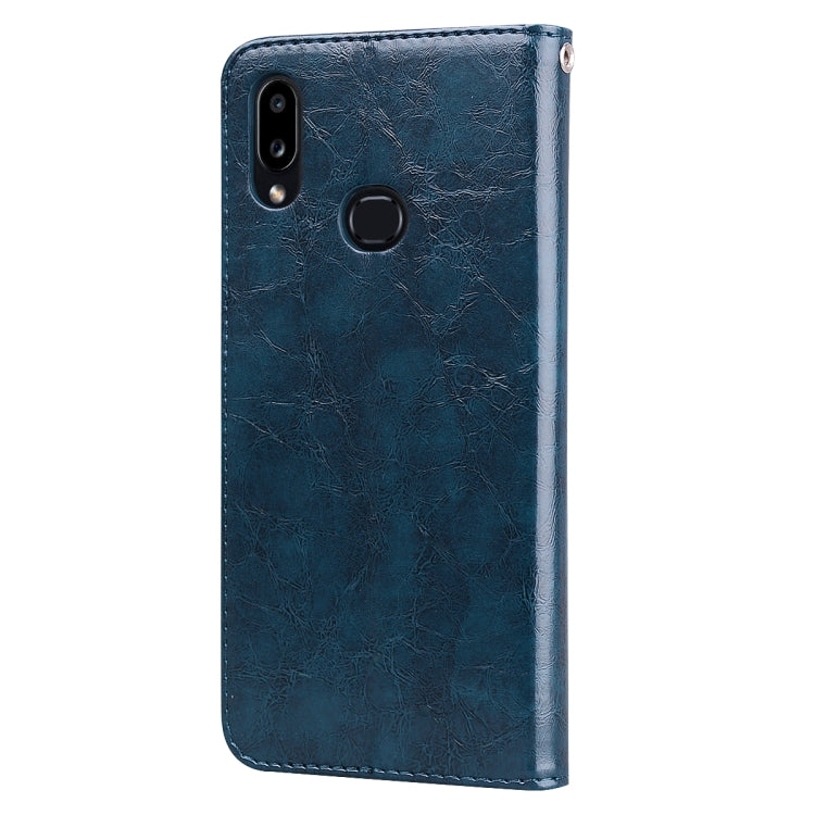 For Galaxy A10s Business Style Oil Wax Texture Horizontal Flip Leather Case, with Holder & Card Slots & Wallet