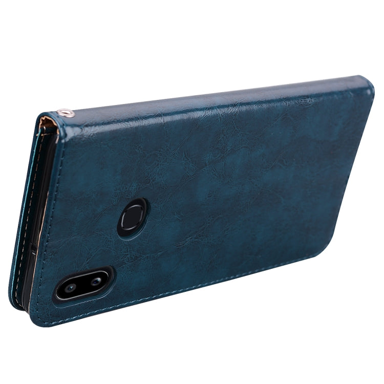 For Galaxy A10s Business Style Oil Wax Texture Horizontal Flip Leather Case, with Holder & Card Slots & Wallet