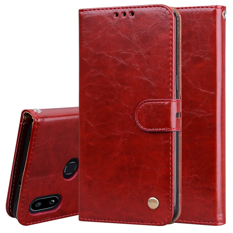 For Galaxy A10s Business Style Oil Wax Texture Horizontal Flip Leather Case, with Holder & Card Slots & Wallet