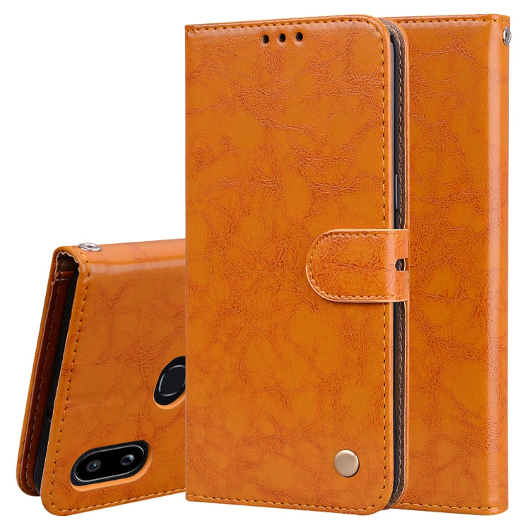 For Galaxy A10s Business Style Oil Wax Texture Horizontal Flip Leather Case, with Holder & Card Slots & Wallet