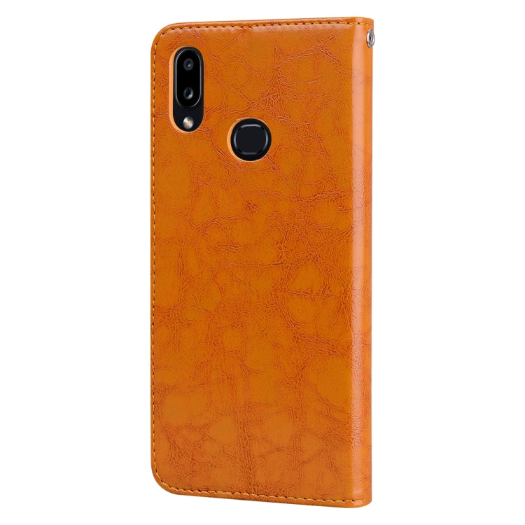 For Galaxy A10s Business Style Oil Wax Texture Horizontal Flip Leather Case, with Holder & Card Slots & Wallet