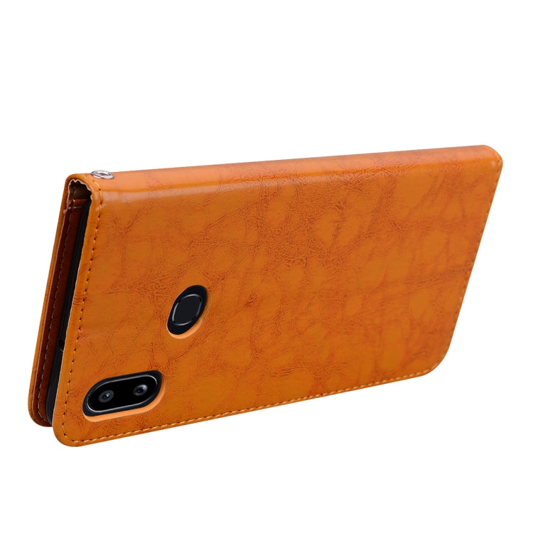For Galaxy A10s Business Style Oil Wax Texture Horizontal Flip Leather Case, with Holder & Card Slots & Wallet