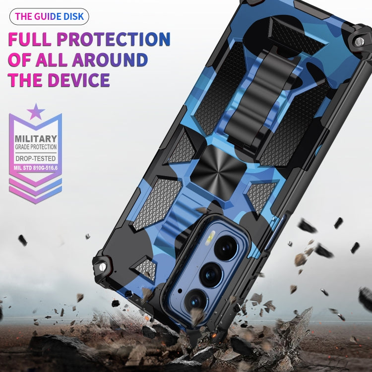 For Motorola Edge (2021) Camouflage Armor Shockproof TPU + PC Magnetic Protective Phone Case with Holder