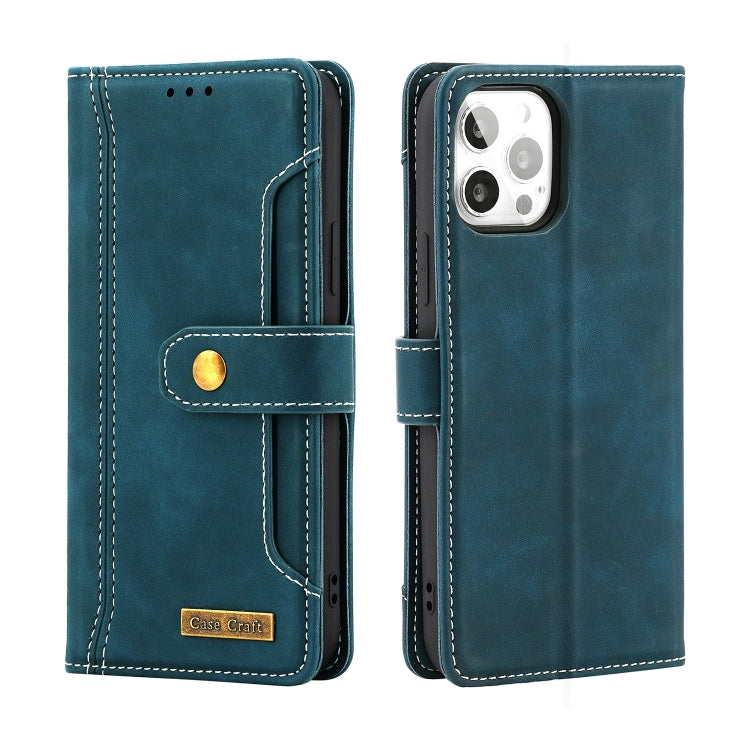 For iPhone 13 Pro Max Copper Buckle Horizontal Flip Leather Phone Case with Holder & Card Slots & Wallet
