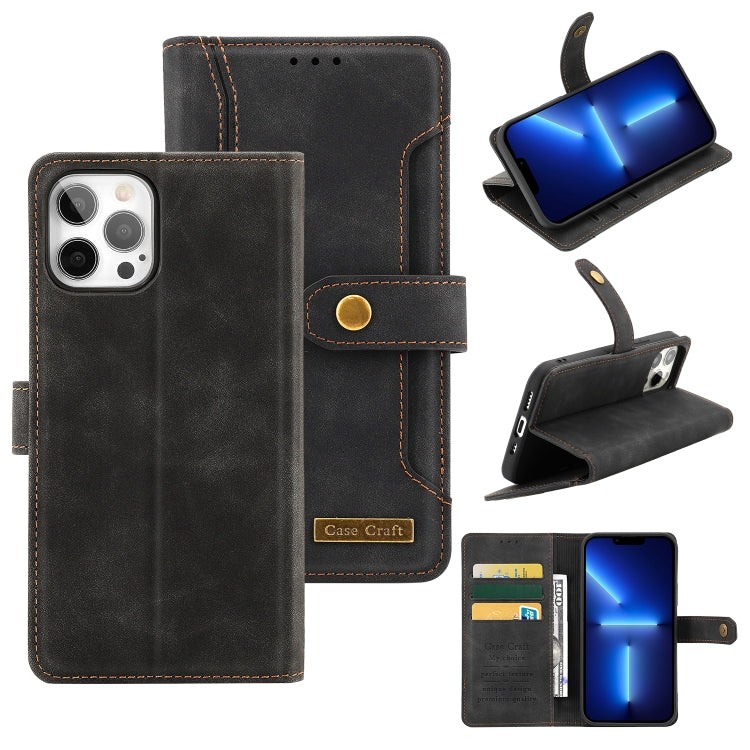 For iPhone 13 Pro Copper Buckle Horizontal Flip Leather Phone Case with Holder & Card Slots & Wallet