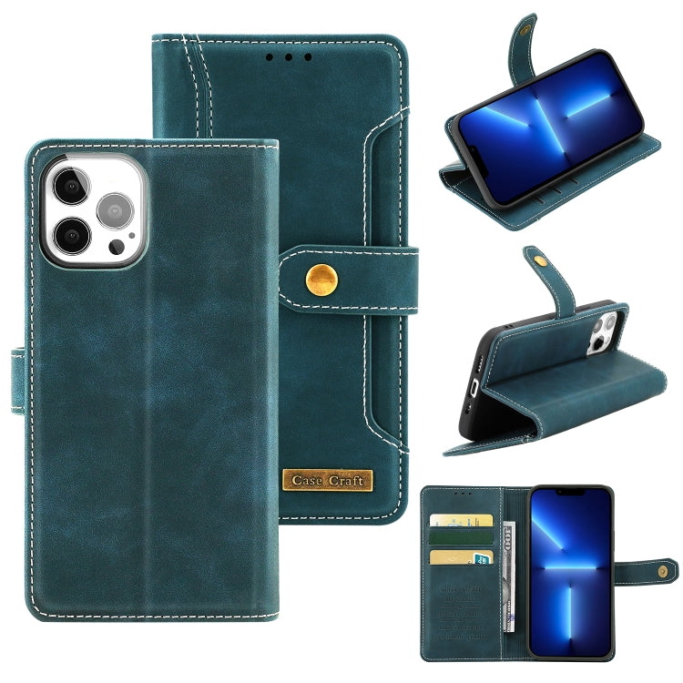 For iPhone 13 Pro Copper Buckle Horizontal Flip Leather Phone Case with Holder & Card Slots & Wallet