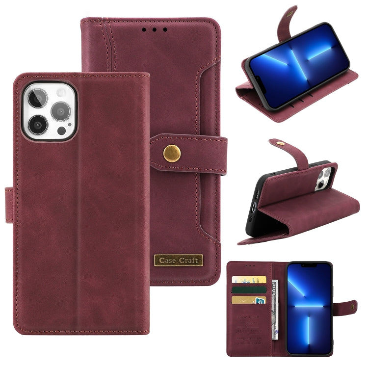 For iPhone 13 Pro Copper Buckle Horizontal Flip Leather Phone Case with Holder & Card Slots & Wallet