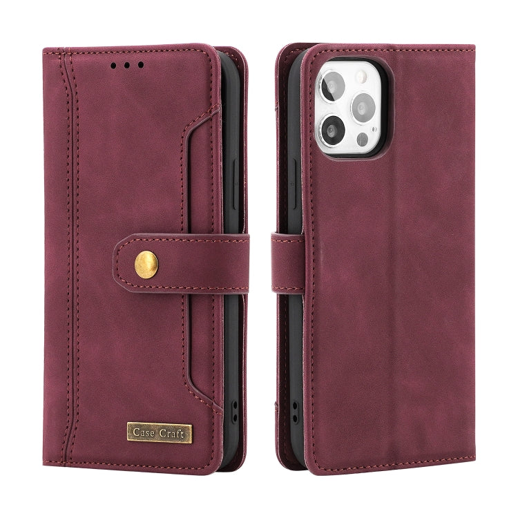 For iPhone 13 Pro Copper Buckle Horizontal Flip Leather Phone Case with Holder & Card Slots & Wallet
