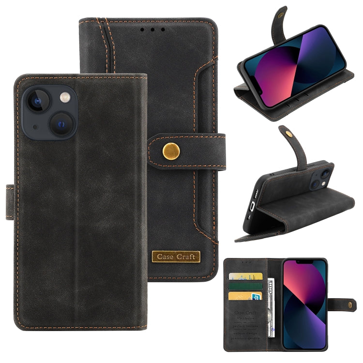 For iPhone 13 Copper Buckle Horizontal Flip Leather Phone Case with Holder & Card Slots & Wallet
