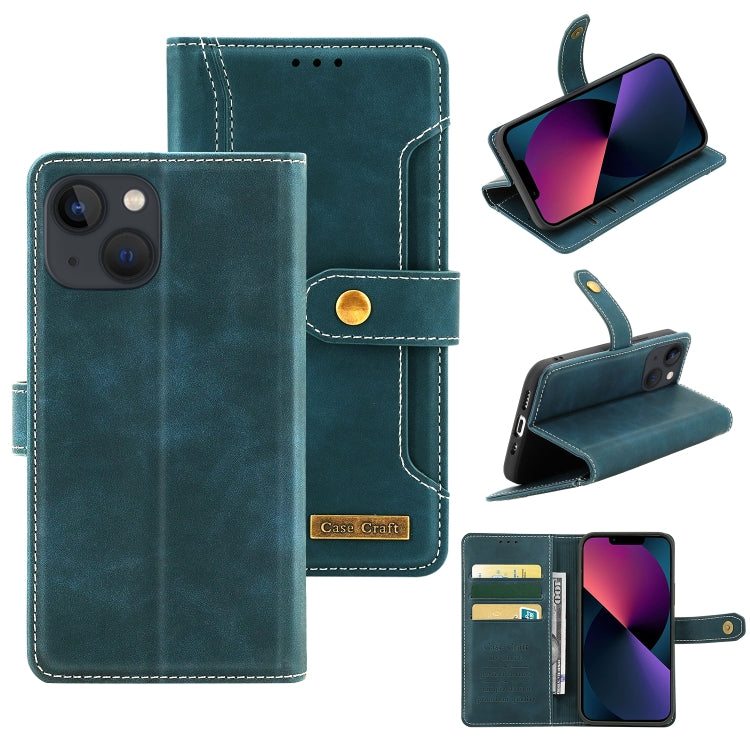 For iPhone 13 Copper Buckle Horizontal Flip Leather Phone Case with Holder & Card Slots & Wallet
