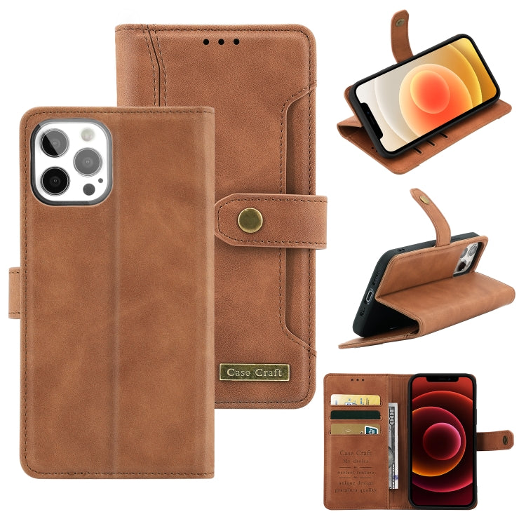 For iPhone 12 Pro Max Copper Buckle Horizontal Flip Leather Phone Case with Holder & Card Slots & Wallet
